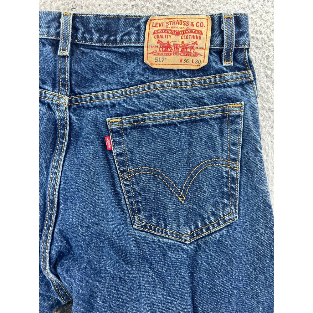 Levi's 517 Bootcut Jeans Men's 36x28 ACTUAL Dark Indigo Wash 100% Cotton READ